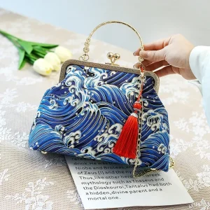 Fashion Vintage Fringe Bag Small Shell Bags Chain Women Shoulder Crossbody Bag Crane Flying Women's Handbags Purses Embroidery