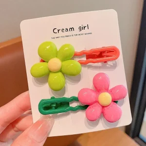 2pc Cute Flower Hairpin Hairgrip Hair Clips for Girls Women Kids Childs Vintage Gift Hair Accessories Party Holiday Ornamen