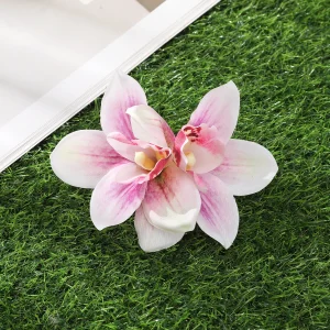 AWAYTR Mannual Orchid Flowers Hair Claws Farbic Ponytail Hair Clips Crab For Women Girl Gift Hair Accessories Valentine Headwear