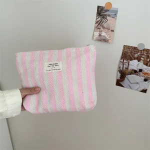 Vertical Stripe Cosmetic Bag Waterproof Women's Cosmetic Bag , Small Bag Storage Makeup Case,Travelling Bags For Ladies,Pencil C