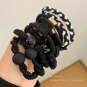 5/10pcs/Set Elegant Heart Ball Elastic Hair Bands For Women Ponytail Hair Tie Scrunchie Rubber Bands Fashion Hair Accessories