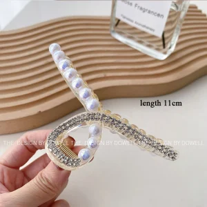 Elegant Big Pearl Hair Claws for Women Korean Acrylic Hair Clips Girls Large Size Barrette Shark Clip Fashion Hair Accessories