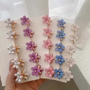 Children's Hair Clip Braided Hair Small Flower Hair Buttons Hairpin Girl Cute Headdress Girl Mini Hair Claw Hair Accessories