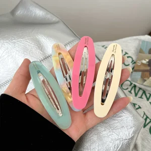 1pcs Acetate Hair Clips Bobby Pins Simple Cute Sweet Oval Geometric Side Pins Hairpin Women Hair Accessories