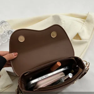 Fashion Small PU Leather Saddle Armpit Bags for Women Vintage Designer Shoulder Crossbody Bag Small Flap Purse and Handbags