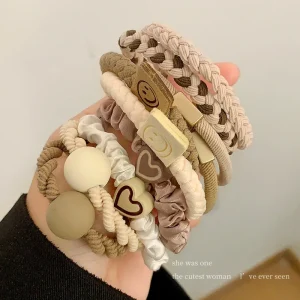 5/10pcs/Set Elegant Heart Ball Elastic Hair Bands For Women Ponytail Hair Tie Scrunchie Rubber Bands Fashion Hair Accessories