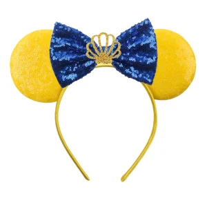 2024 Disney Mouse Ears 1.5cm Velvet Headband Sequins 4.5"Bow Hairband For Girls Featival Party DIY Hair Accessories