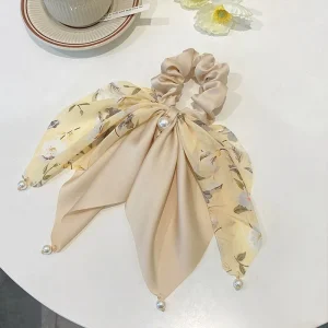 VANIKA New Women Bow Hair RopeChiffon Floral Print Sweet Elastic Hair Band Ponytail Holder Gum for Hair Ties Hair Accessories