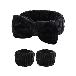 1set Women Wrist Towels For Washing Face Soft Bow Headband Girls Wrist Wash Band Pink Face Wash Wristband Spa skincare Hairbands