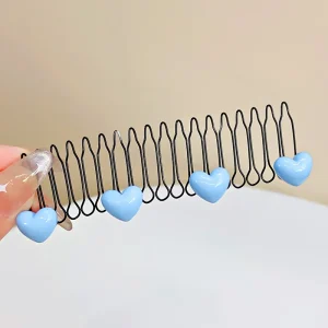 New Cute Colorful Heart Star Bow Pull-out Stretch Metal Hair Comb For Girls Broken Hair Finish Headband Fashion Hair Accessories