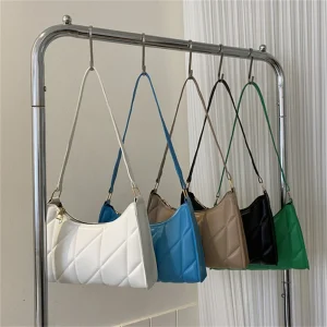 Trendy Women Shoulder Bag PU Leather Underarm Bag Solid Color Handbags Leisure Commuting Small Handle Bags Fashion Zipper Clutch