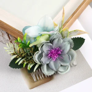 Bride Flower Hair Combs Wedding Headwear Romantic Rattan Floral Hairpin Hair Comb Clip Back of Head Women Hair Accessories