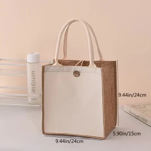 New vertical style linen tote bag plain color simple gift bag fashion shopping bag