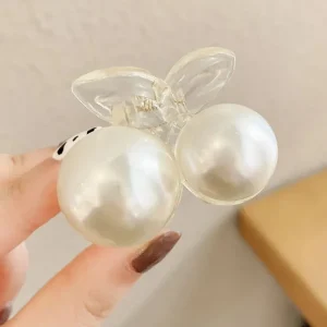 Round Pearl Hair Clips For Women Girls Hair Claw Chic Barrettes White Claw Crab Hairpins Styling Fashion Hair Accessories
