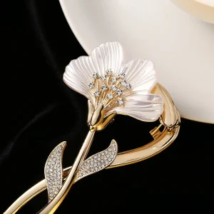 VANIKA Elegant Ginkgo biloba Hair clips Women exquisite Metal flowers One-way clip Fashion Sweet Ponytail Claw Clip Accessories