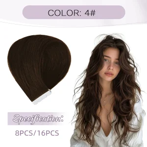ZURIA Tape In Hair Extensions Human Hair 100% Natural Hair Extensions Ombre Color Real Human Hair Safely Strong Adhesive Tape