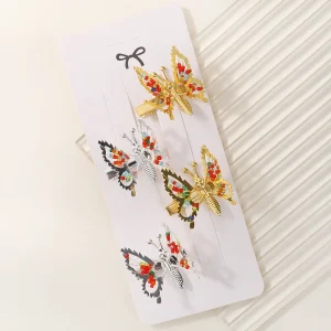 2/4pcs Women Girl Elegant Butterfly Hairpin Metal Accessories Trembling Butterfly Side Clip Moving Butterfly Hairpin Headdress