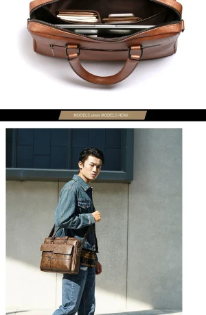 14 Inch Laptop Bag Men Briefcase Bag High Quality Business PU Leather Shoulder Messenger Bags Office Handbag