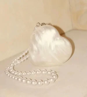 Acrylic heart bag women designer egg evening party cute pearl color purse 2023 new clutch handbag with strap wholesale