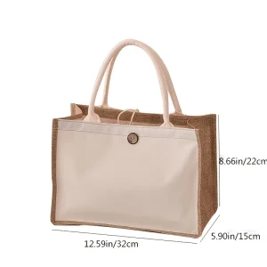 New vertical style linen tote bag plain color simple gift bag fashion shopping bag
