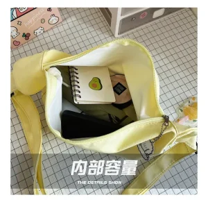 Cute Japanese Canvas Casual Teenage School Bag Aesthetic Sweet Messenger Bag Large Capacity Shoulder Bag Crossbody Bags