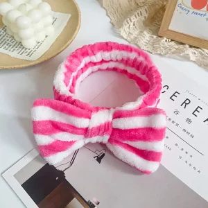 Spa Headband Bow HairBand Women Facial Makeup Head Bands Soft Coral Fleece Headwraps For Shower Washing Face Hair Accessories