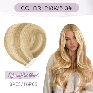 ZURIA Tape In Hair Extensions Human Hair 100% Natural Hair Extensions Ombre Color Real Human Hair Safely Strong Adhesive Tape