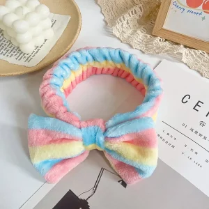 Spa Headband Bow HairBand Women Facial Makeup Head Bands Soft Coral Fleece Headwraps For Shower Washing Face Hair Accessories