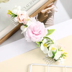 Bride Flower Hair Combs Wedding Headwear Romantic Rattan Floral Hairpin Hair Comb Clip Back of Head Women Hair Accessories