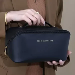 New Large Capacity Travel Cosmetic Bag Portable Leather Toiletry Bag with Handle Organizer Multifunctional Waterproof Makeup Bag