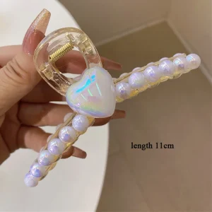 Elegant Big Pearl Hair Claws for Women Korean Acrylic Hair Clips Girls Large Size Barrette Shark Clip Fashion Hair Accessories