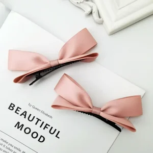 2pcs Cute 3D Bow Hair Clips Cute Sweet Pink Girls Bangs Hair Pin Elegant Headwear Girls Women Hair Accessories