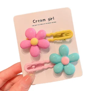 2pc Cute Flower Hairpin Hairgrip Hair Clips for Girls Women Kids Childs Vintage Gift Hair Accessories Party Holiday Ornamen
