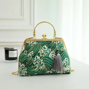 Fashion Vintage Fringe Bag Small Shell Bags Chain Women Shoulder Crossbody Bag Crane Flying Women's Handbags Purses Embroidery