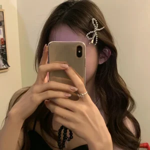 New Korean Fashion Women Pearl Hair Clips Pins Cute Girls Pearl Hairclip Bows Hairpin Metal Hair Clips Y2k Girl Hair Accessories