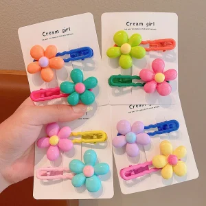 2pc Cute Flower Hairpin Hairgrip Hair Clips for Girls Women Kids Childs Vintage Gift Hair Accessories Party Holiday Ornamen
