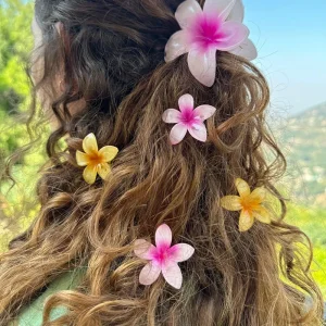 8cm Large Gradient Flower Acrylic Hair Clip for Women Sweet Hairpins Hair Claws Crab Clamp Barrettes Hawaiian Hair Accessories