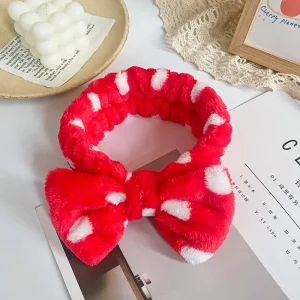 Spa Headband Bow HairBand Women Facial Makeup Head Bands Soft Coral Fleece Headwraps For Shower Washing Face Hair Accessories