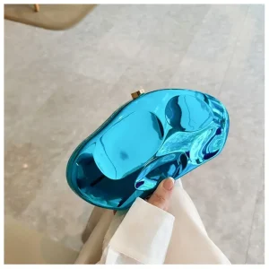 Acrylic Shell Shape Clutch Bag Gold Silver Blue Women Evening Party Cute Metal Shiny Purse Handbag 2024 Wholesale Clutch Bag